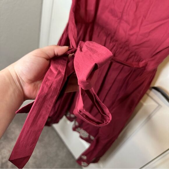 BNWT Ivy City Co Maroon Floral Heidi Dress Tie Waist Cotton Dress XL Cottagecore - Picture 7 of 14